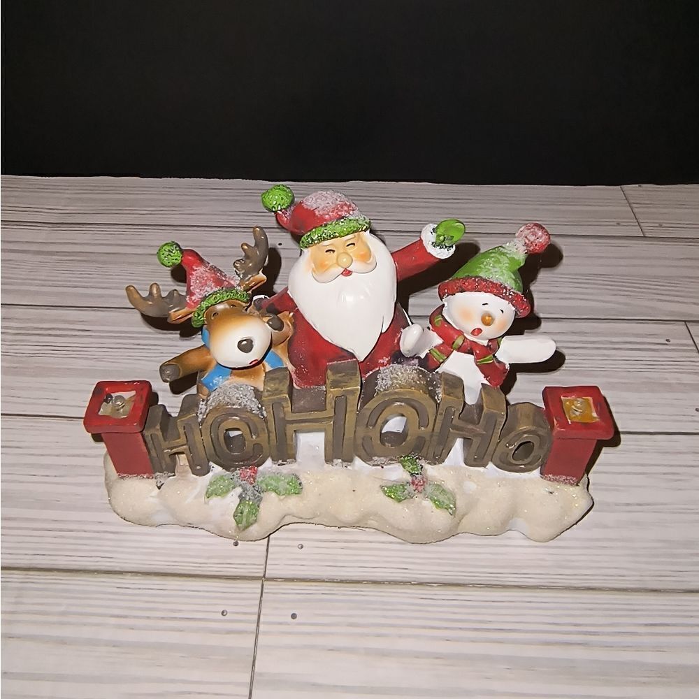 Tii Collections Resin Santa HOHOHO Sign With LED Christmas Holiday Decor